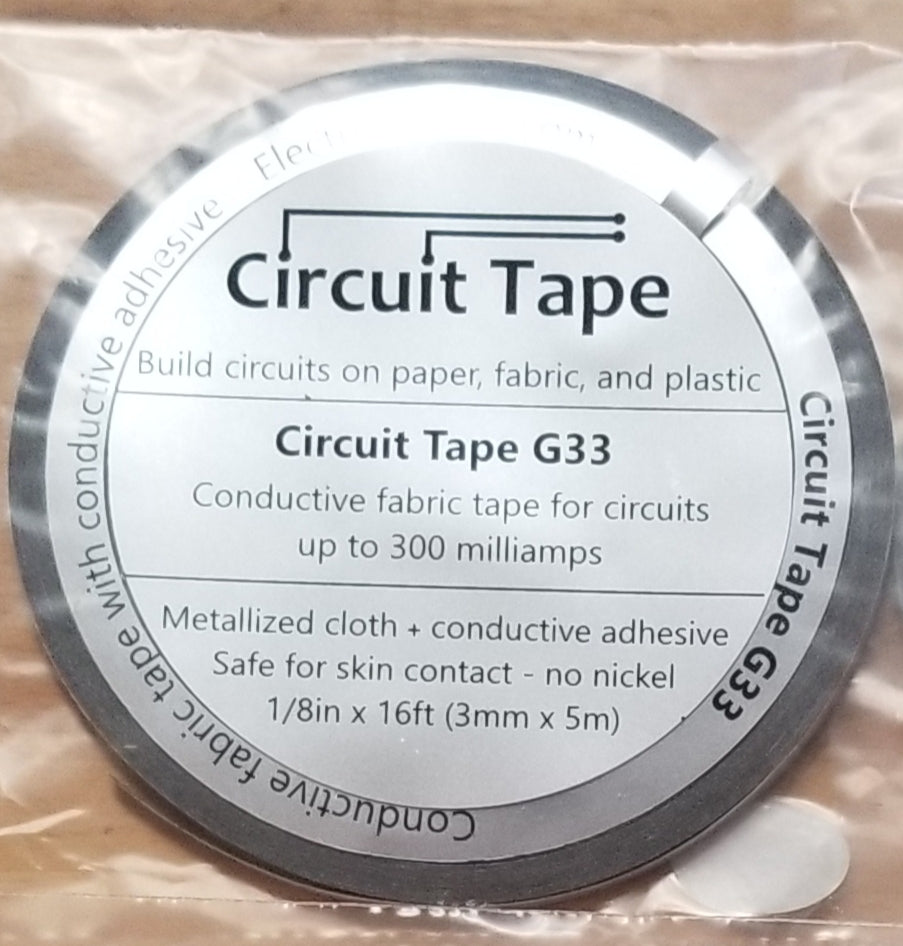 G33 skin-safe conductive fabric tape (no nickel) - 1 roll @ 3mm x 5 meters